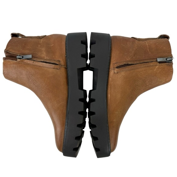 Franco Sarto Billie Lug Sole Leather Boots Ankle Platform Bootie Brown Size 6 - Picture 7 of 16